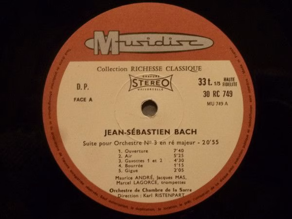 Musidisc RC 749 - Johann Sebastian Bach, Kammerorchester Des Saa - Image 3