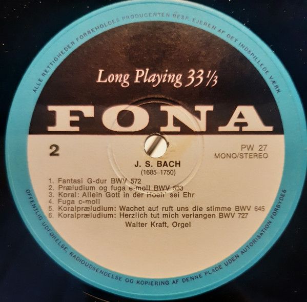 FONA PW 27 - Johann Sebastian Bach, Walter Kraft - Organ Music - - Image 4