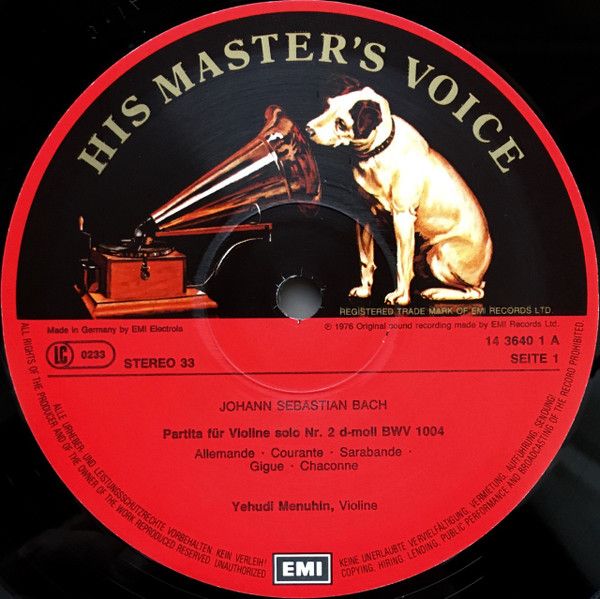 EMI 1C 039 14 3640 1 - Johann Sebastian Bach, Yehudi Menuhin - P - Image 3