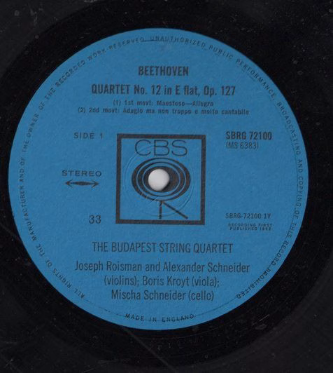 CBS SBRG 72100 - Ludwig van Beethoven, Budapest String Quartet - - Image 3