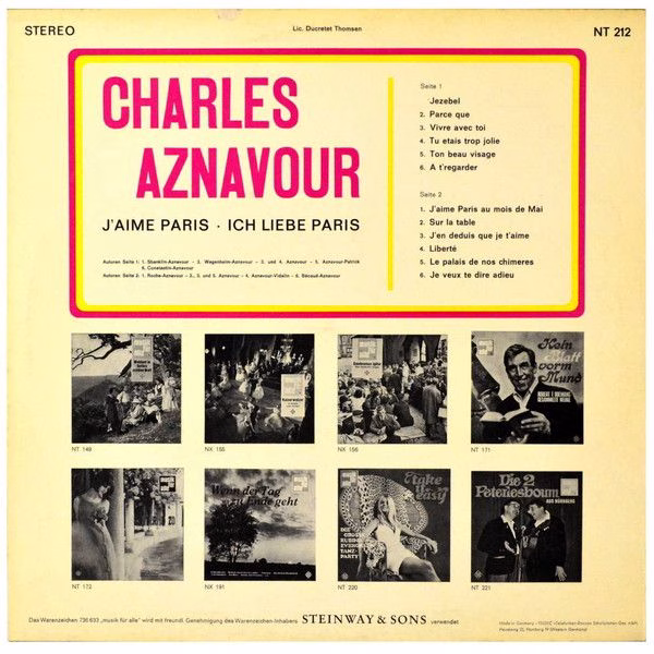 Telefunken NT 212 - Charles Aznavour - J'aime Paris     -     Ic - Image 2