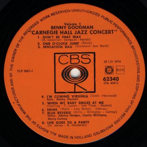 CBS 62340 - Benny Goodman - The Famous 1938 Carnegie Hall Jazz C - Image 2