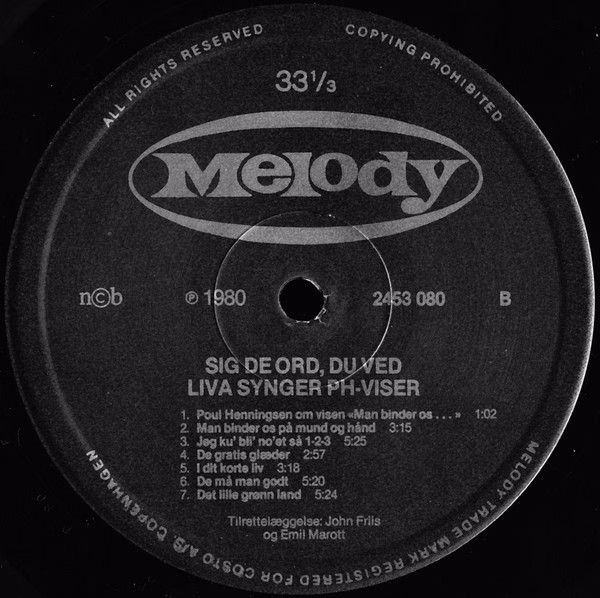 Melody (2) 2453 080 - Liva Weel - Liva Synger PH Viser (Sig De O - Image 4