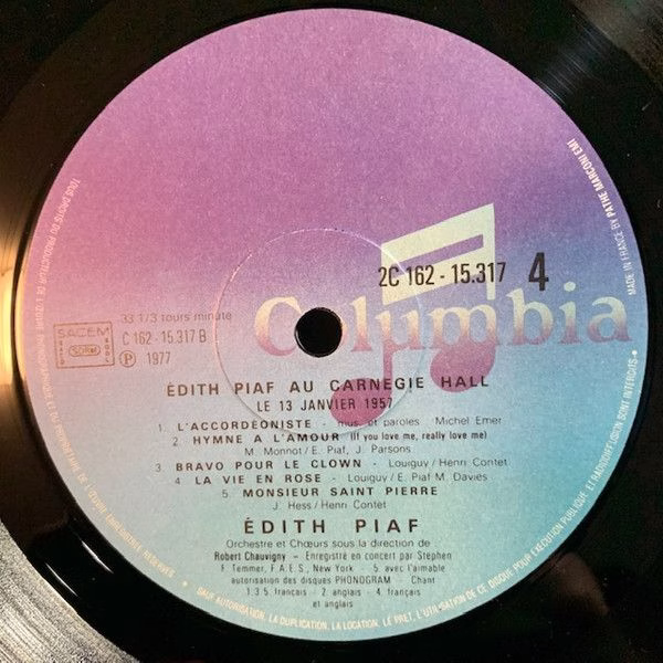 Columbia 2C 162 15316 / 17 - Edith Piaf - Au Carnegie Hall Le 13 - Image 8