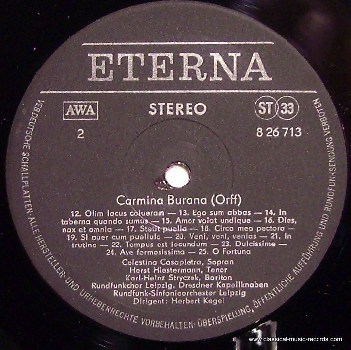 Eterna 8 26 713 - Carl Orff, Celestina Casapietra, Horst Hiester - Image 3