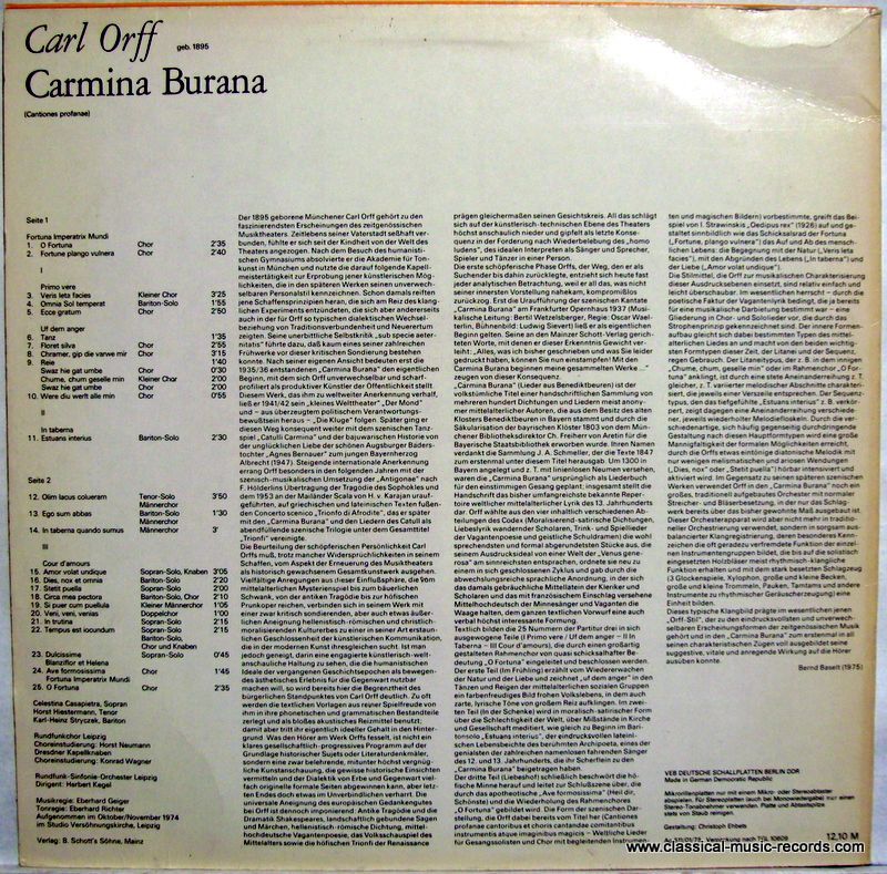Eterna 8 26 713 - Carl Orff, Celestina Casapietra, Horst Hiester - Image 2
