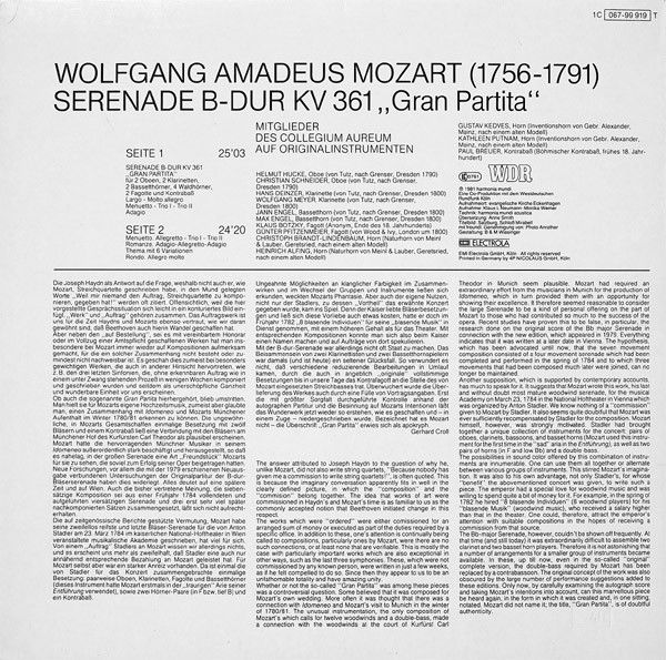 Deutsche Harmonia Mundi 1C 067-99 919 T - Wolfgang Amadeus Mozar - Image 2