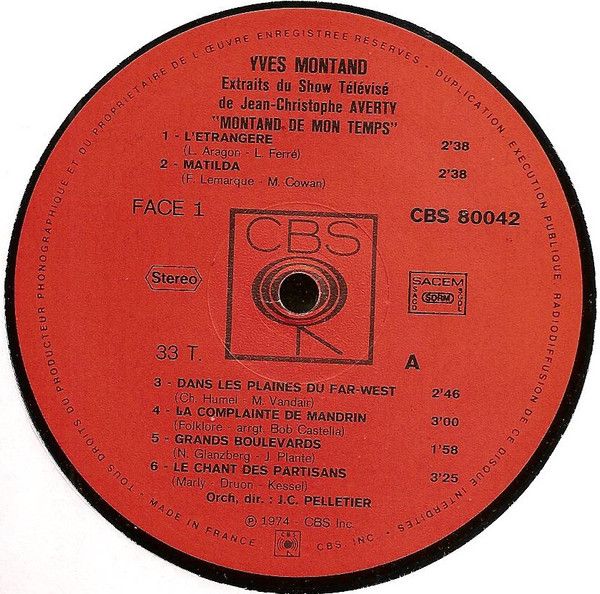 CBS CBS 80042 - Yves Montand - Montand De Mon Temps - Image 4