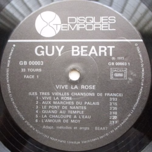 Disques Temporel GB 00003 - Guy Béart - Vive La Rose - Les Très - Image 5