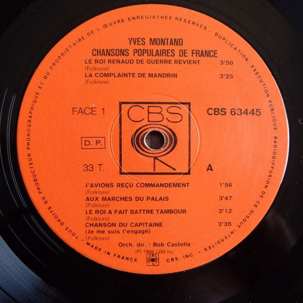 CBS 63445 - Yves Montand - Chansons Populaires De France - Image 3