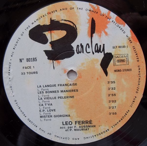 Barclay 80 185 - Léo Ferré - Léo Ferré - Image 3