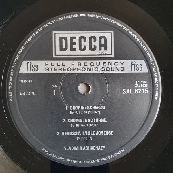 DECCA SXL 6215 - Vladimir Ashkenazy, Frédéric Chopin, Claude Deb - Image 3
