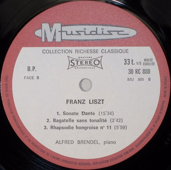 Musidisc 30 RC 880 - Franz Liszt, Alfred Brendel - Sonate En Si - Image 4