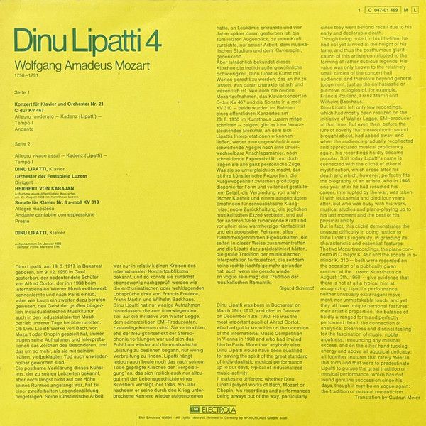 Dacapo 1C 047-01 469 M - Wolfgang Amadeus Mozart, Dinu Lipatti - - Image 2