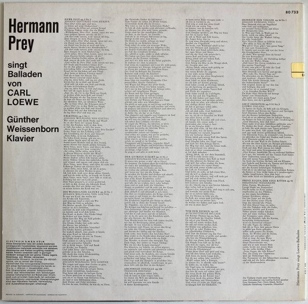 Columbia C 80 733 - Hermann Prey, Carl Loewe, Günther Weissenbor - Image 2