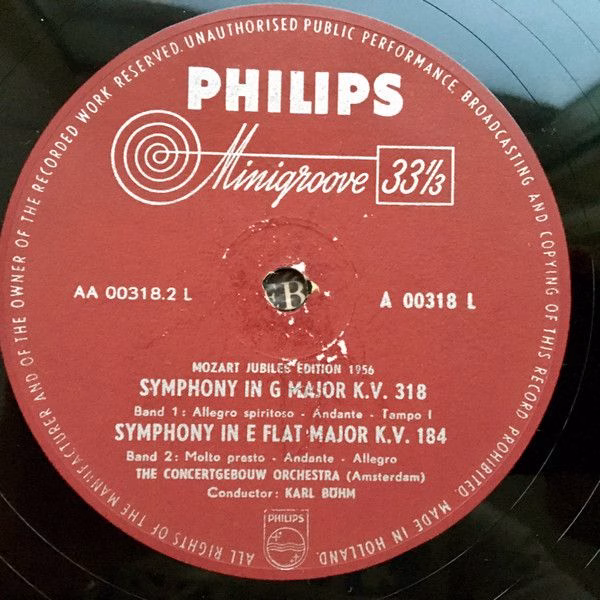 Philips A 00318 L - Karl Böhm, Concertgebouworkest, Wolfgang Ama - Image 4
