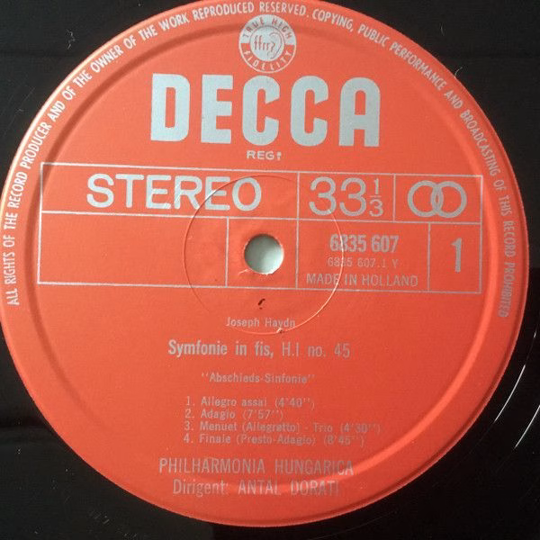 DECCA 6835 607 - Joseph Haydn, Philharmonia Hungarica, Antal Dor - Image 3
