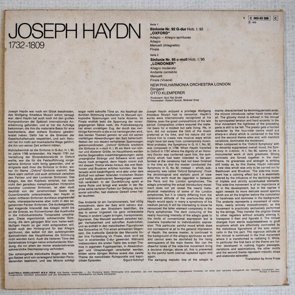His Master's Voice 1C 063-02 268 - Joseph Haydn, New Philharmoni - Image 2