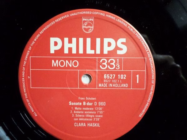 Philips 6527 102 - Clara Haskil, Franz Schubert, Robert Schumann - Image 3