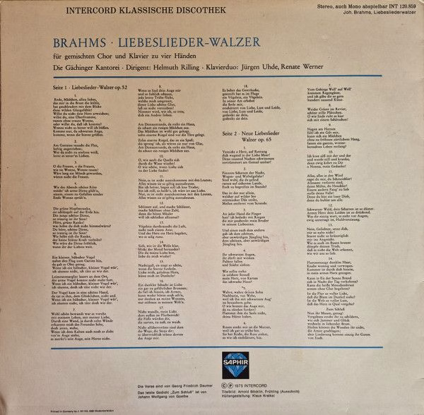 Saphir INT 120.859 - Johannes Brahms, Gächinger Kantorei Stuttga - Image 2
