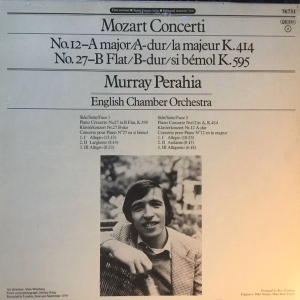 CBS Masterworks 76731 - Wolfgang Amadeus Mozart, Murray Perahia, - Image 2