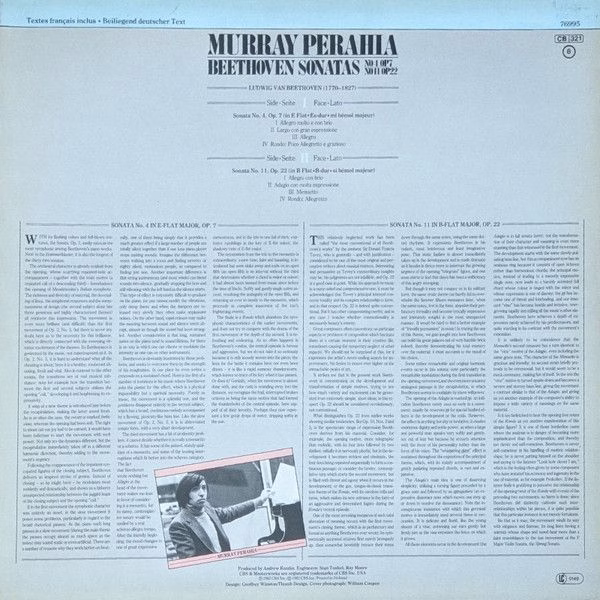 CBS Masterworks 76995 - Ludwig van Beethoven, Murray Perahia - S - Image 2
