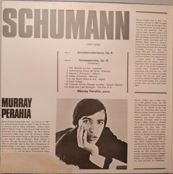 CBS CBS 76202 - Robert Schumann, Murray Perahia - Davidsbündlert - Image 2