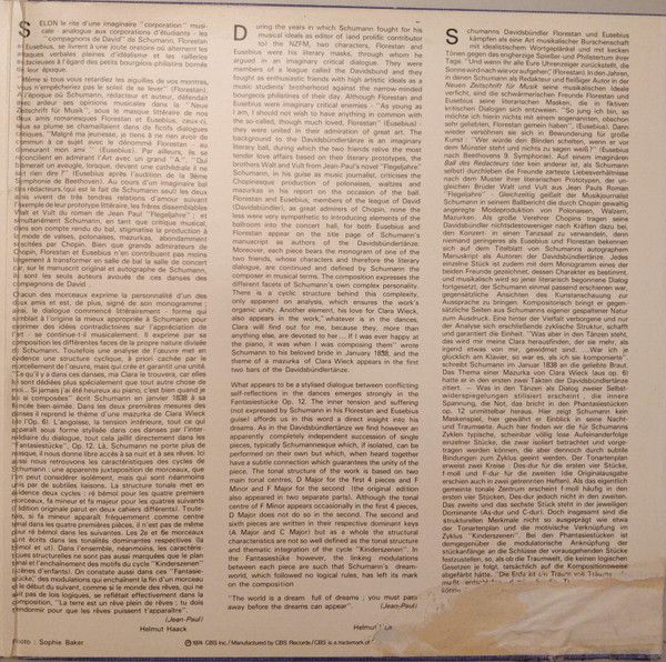 CBS CBS 76202 - Robert Schumann, Murray Perahia - Davidsbündlert - Image 3