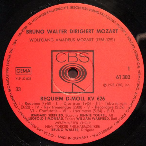 CBS 61 302 - Bruno Walter, Wolfgang Amadeus Mozart - Requiem D-M - Image 3