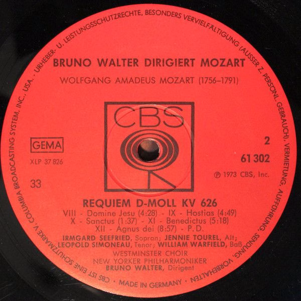 CBS 61 302 - Bruno Walter, Wolfgang Amadeus Mozart - Requiem D-M - Image 4