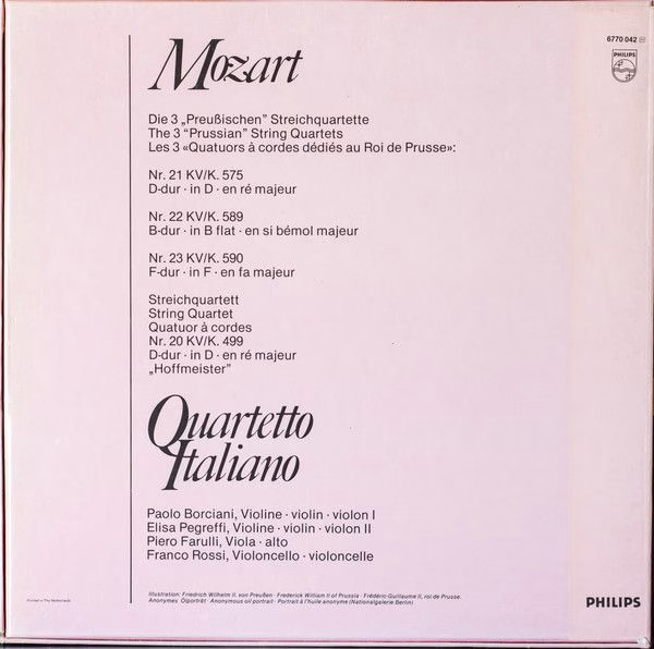 Philips 6770 042 - Wolfgang Amadeus Mozart, Quartetto Italiano - - Image 2