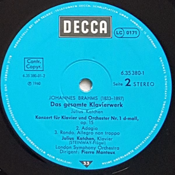 DECCA 6.35380 - Johannes Brahms, Julius Katchen - Das Gesamte Kl - Image 2