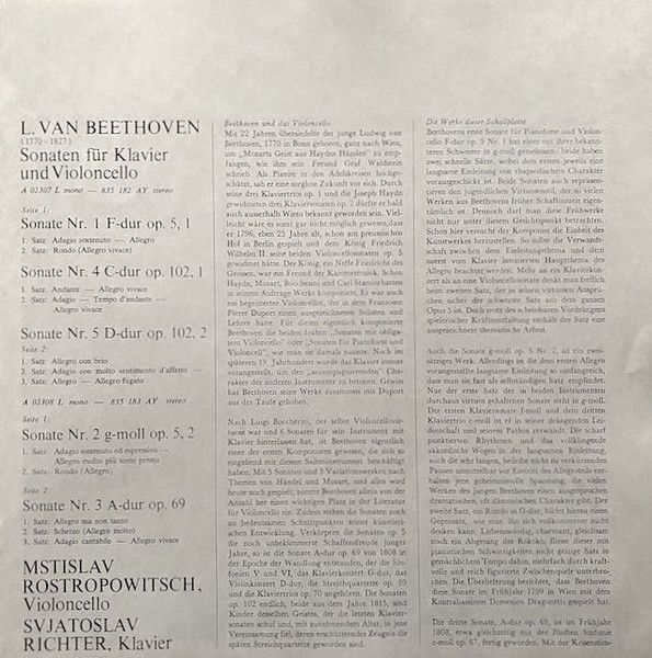 Philips 835 182/83 AY - Ludwig van Beethoven, Mstislav Rostropov - Image 9