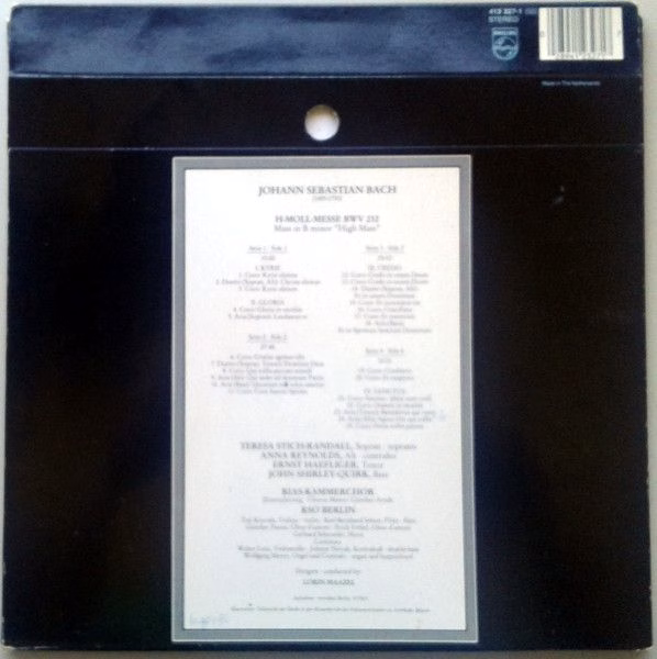 Philips 412 327-1 - Johann Sebastian Bach, Teresa Stich-Randall, - Image 2