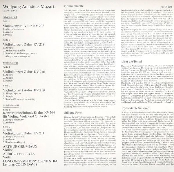 Philips 6747 308 - Wolfgang Amadeus Mozart, Arthur Grumiaux, Arr - Image 10
