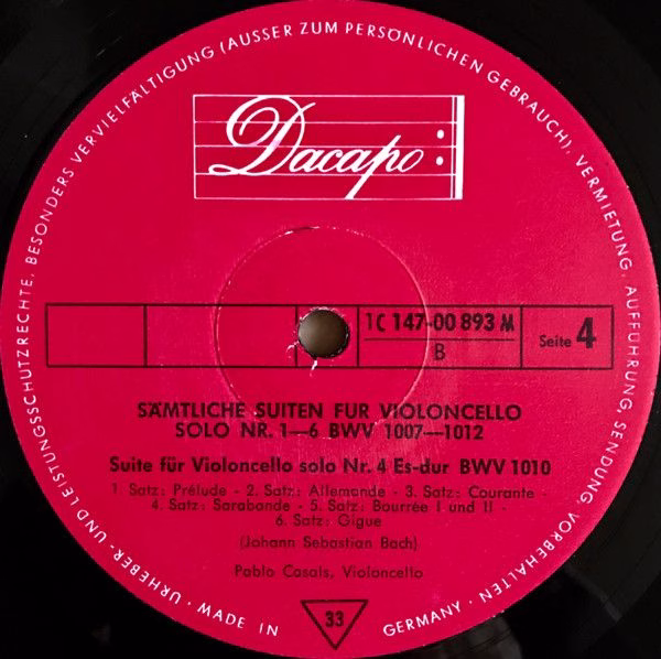 Dacapo 1C 147-00 892/4 - Johann Sebastian Bach, Pablo Casals - S - Image 12