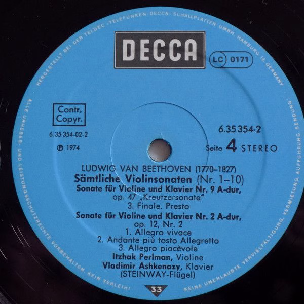 DECCA 6.35354 FX - Ludwig Van Beethoven, Itzhak Perlman, Vladimi - Image 6