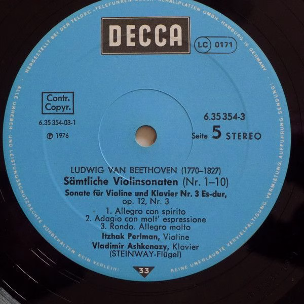 DECCA 6.35354 FX - Ludwig Van Beethoven, Itzhak Perlman, Vladimi - Image 7