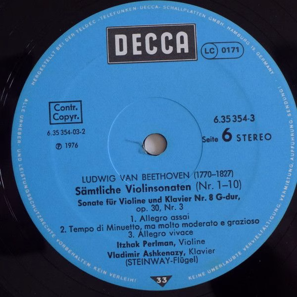 DECCA 6.35354 FX - Ludwig Van Beethoven, Itzhak Perlman, Vladimi - Image 8