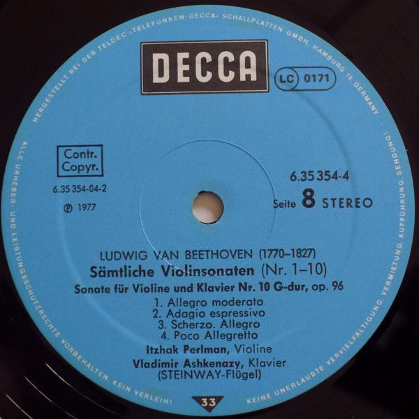 DECCA 6.35354 FX - Ludwig Van Beethoven, Itzhak Perlman, Vladimi - Image 10