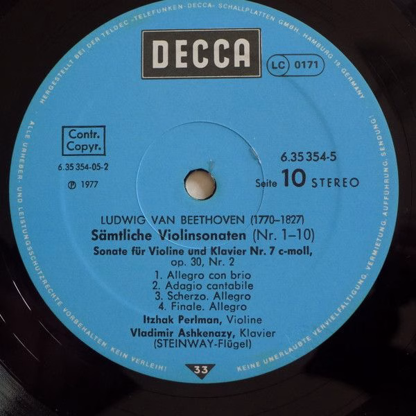 DECCA 6.35354 FX - Ludwig Van Beethoven, Itzhak Perlman, Vladimi - Image 12