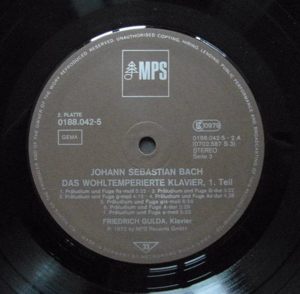 MPS 0188.042 - Johann Sebastian Bach, Friedrich Gulda - Das Wohl - Image 9
