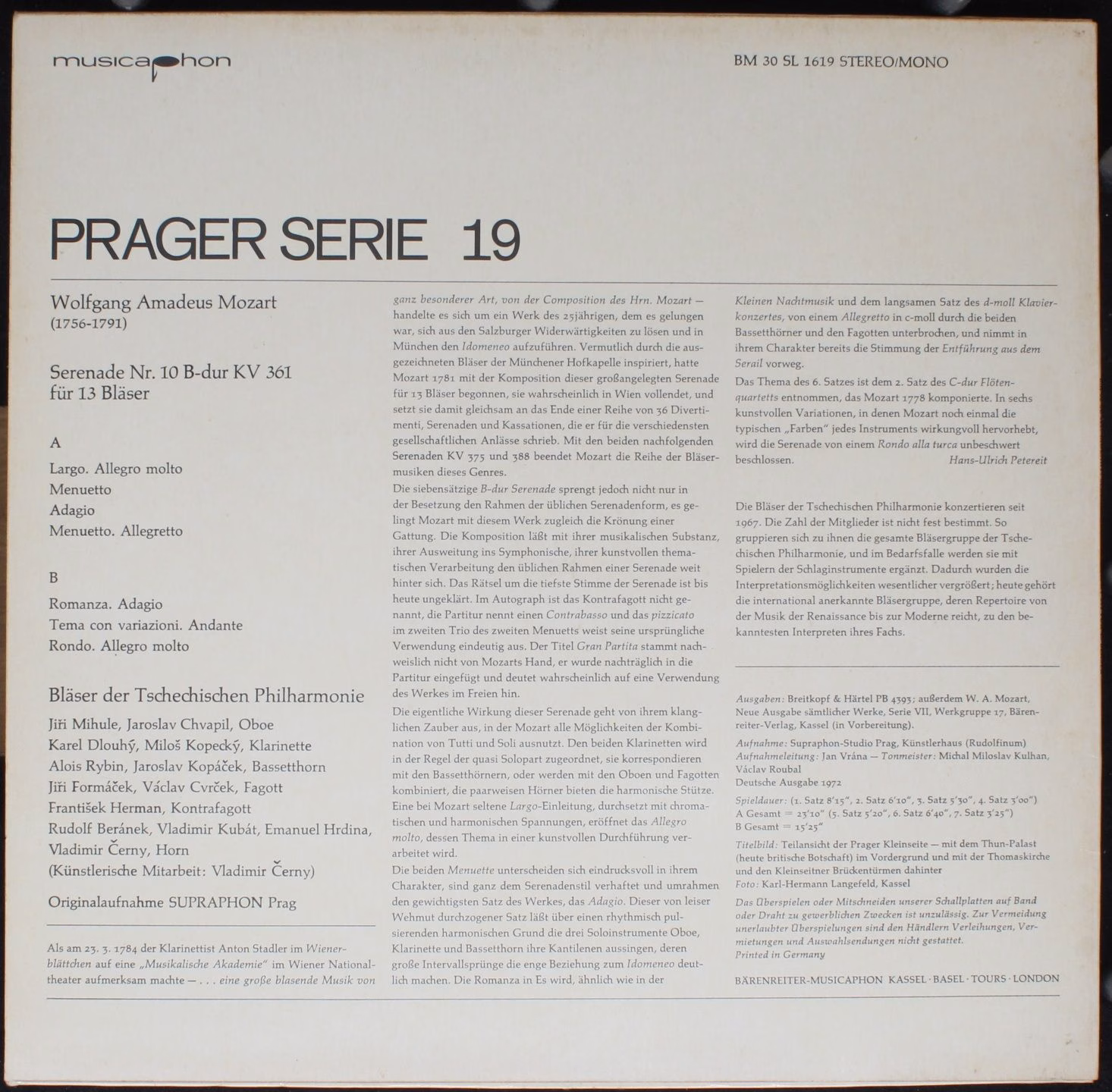 Musicaphon BM 30 SL 1619 - Wolfgang Amadeus Mozart, Czech Philha - Image 2