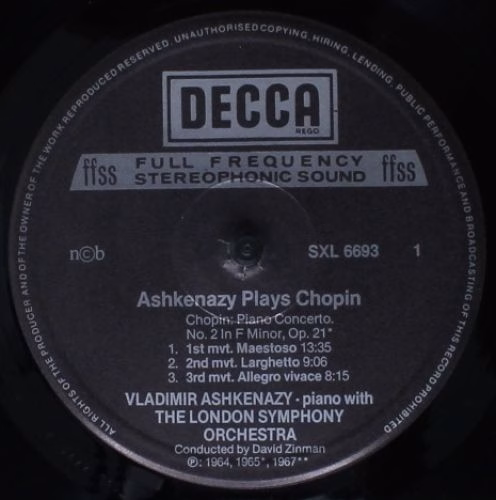 DECCA SXL 6693 - Vladimir Ashkenazy, Frédéric Chopin - Ashkenazy - Image 3