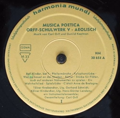Harmonia Mundi HM 30 654 - Carl Orff, Gunild Keetman - Musica Po - Image 4