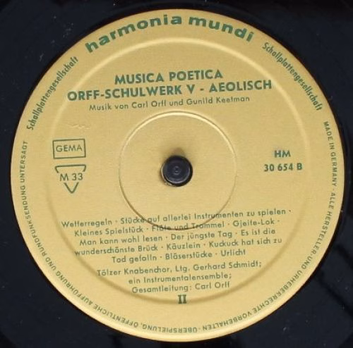 Harmonia Mundi HM 30 654 - Carl Orff, Gunild Keetman - Musica Po - Image 5