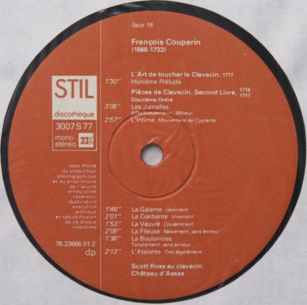 Stil 1607 S 77 - François Couperin, Scott Ross (4) - Pièces De C - Image 12