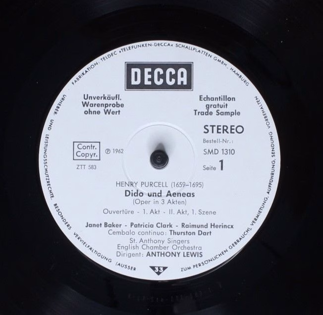 DECCA SMD 1310 - Henry Purcell, Janet Baker, Raimund Herincx, En - Image 3