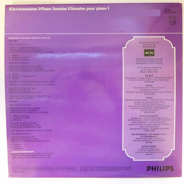 Philips 6775 002 - Wolfgang Amadeus Mozart, Gustav Leonhardt - K - Image 2