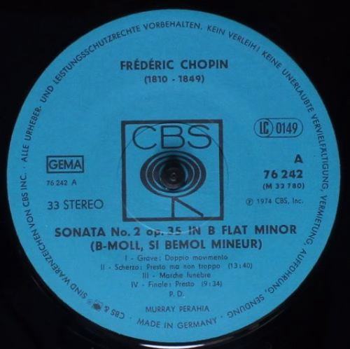 CBS CBS 76242 - Frédéric Chopin, Murray Perahia - Sonates N° 2 & - Image 5